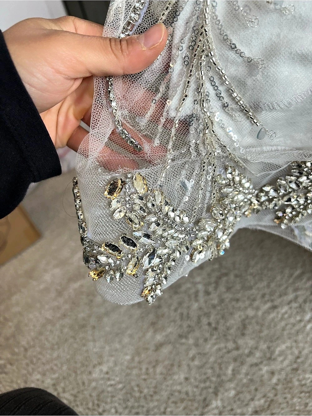 Vlora and Kaltrina Embellished wedding dress with heavy silver beading! - Picture 10 of 11